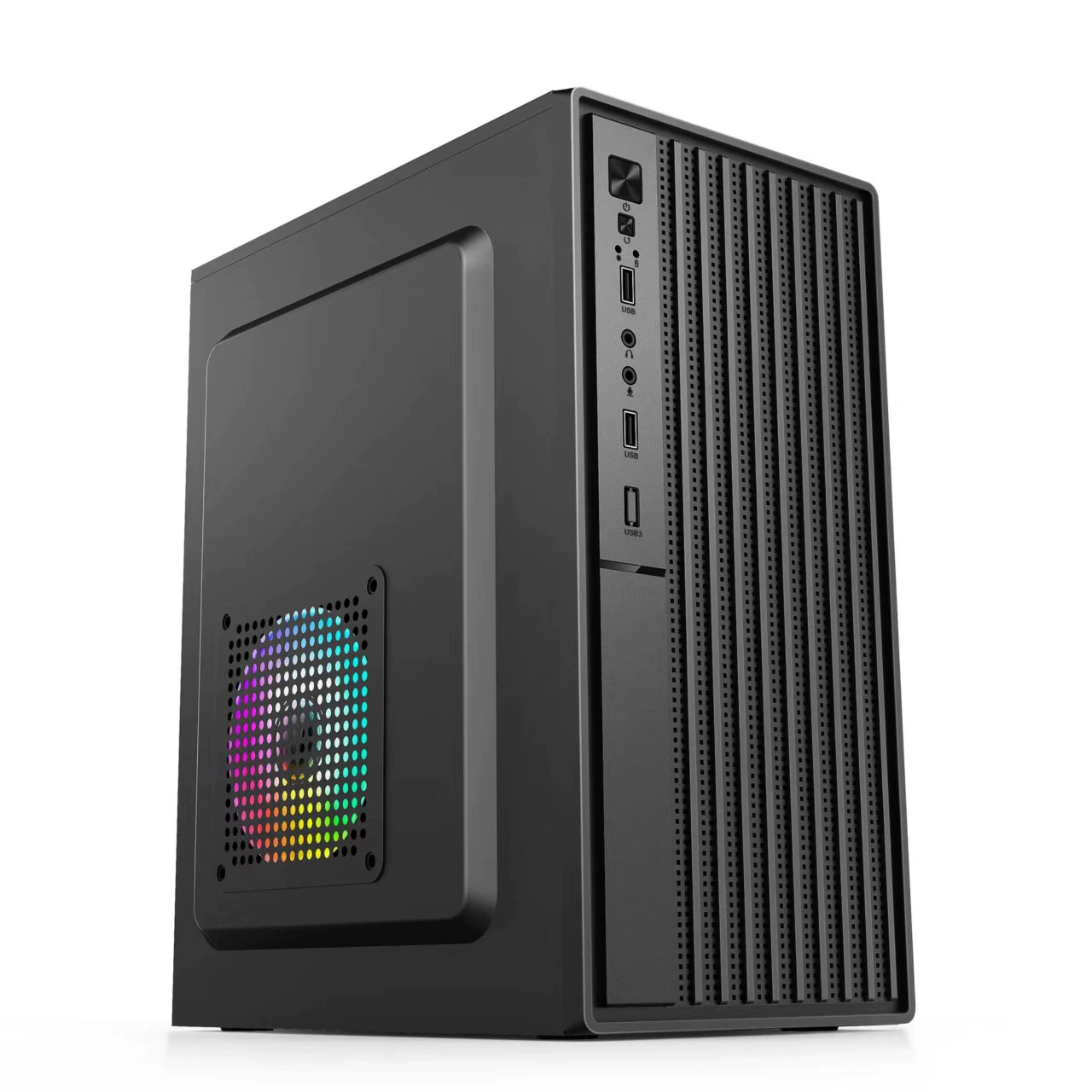 라이트 스트립 PC 케이스, 사이드 RGB 조명, mATX 및 mini-ITX 호환, 듀얼 USB 포트