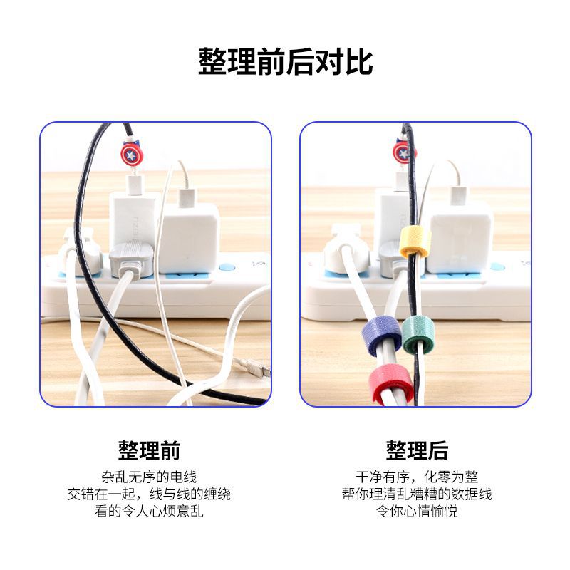 Cinta de gestión de cables de alambre de almacenamiento de cable de Velcro espalda con espalda