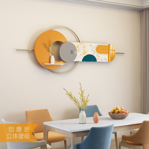 Iron and Metal Wall Hanging Art, 3D Decorative Painting, Entrance, Dining Room Wall Decor, Crystal and Ceramic Combined Decorative Painting, Wall Ornament, Shelf Placement