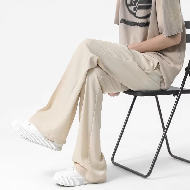 Casual Trousers Men's Summer 2025 New Loose Dosing Micro-American Style Wide-Leg All-Match Straight Casual Trousers for Men