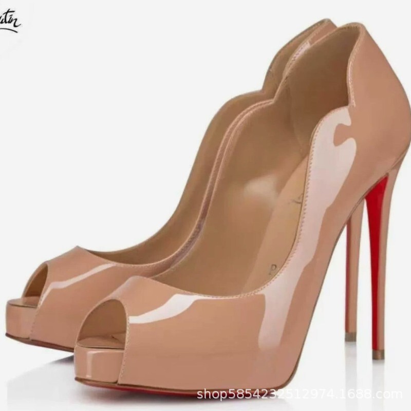 Popular European and American Style Waterproof Platform Shoes for Women, Red Sole Sexy Stiletto Heels, Peep-Toe Shoes, Large Size Sexy Party Shoes, Cross-Border Popular European and American Style Waterproof Platform Shoes for Women, Red Sole Sexy Stiletto Heels, Peep-Toe Shoes, Large Size Sexy Party Shoes, Cross-Border
