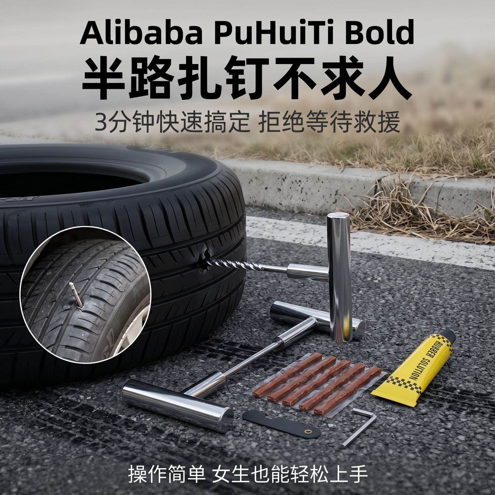 Aliexpress Hot-Selling 10-Piece Alloy Steel Car Tire Repair Tool Set Vacuum Tire Repair Tool Set in Stock
