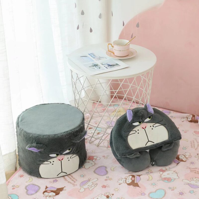 Japanese Cartoon Cute Bad Cat Lucifer Travel Nap Hooded U-shaped Pillow Children's Bench Shoe Changing Small Stool Japanese Cartoon Cute Bad Cat Lucifer Travel Nap Hooded U-shaped Pillow Children's Bench Shoe Changing Small Stool