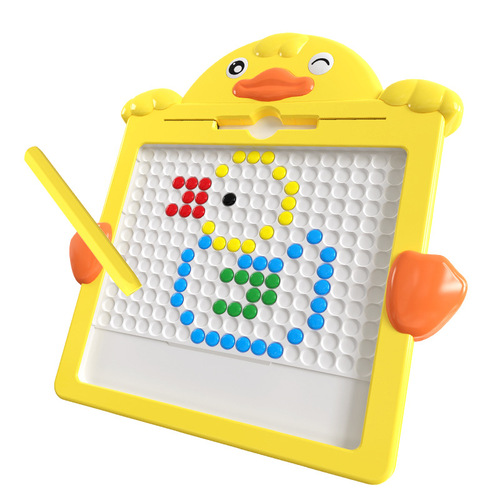 Children's magnetic pen drawing board, little yellow duck, magnetic stone bead training puzzle, baby focus and coordination exercise toy