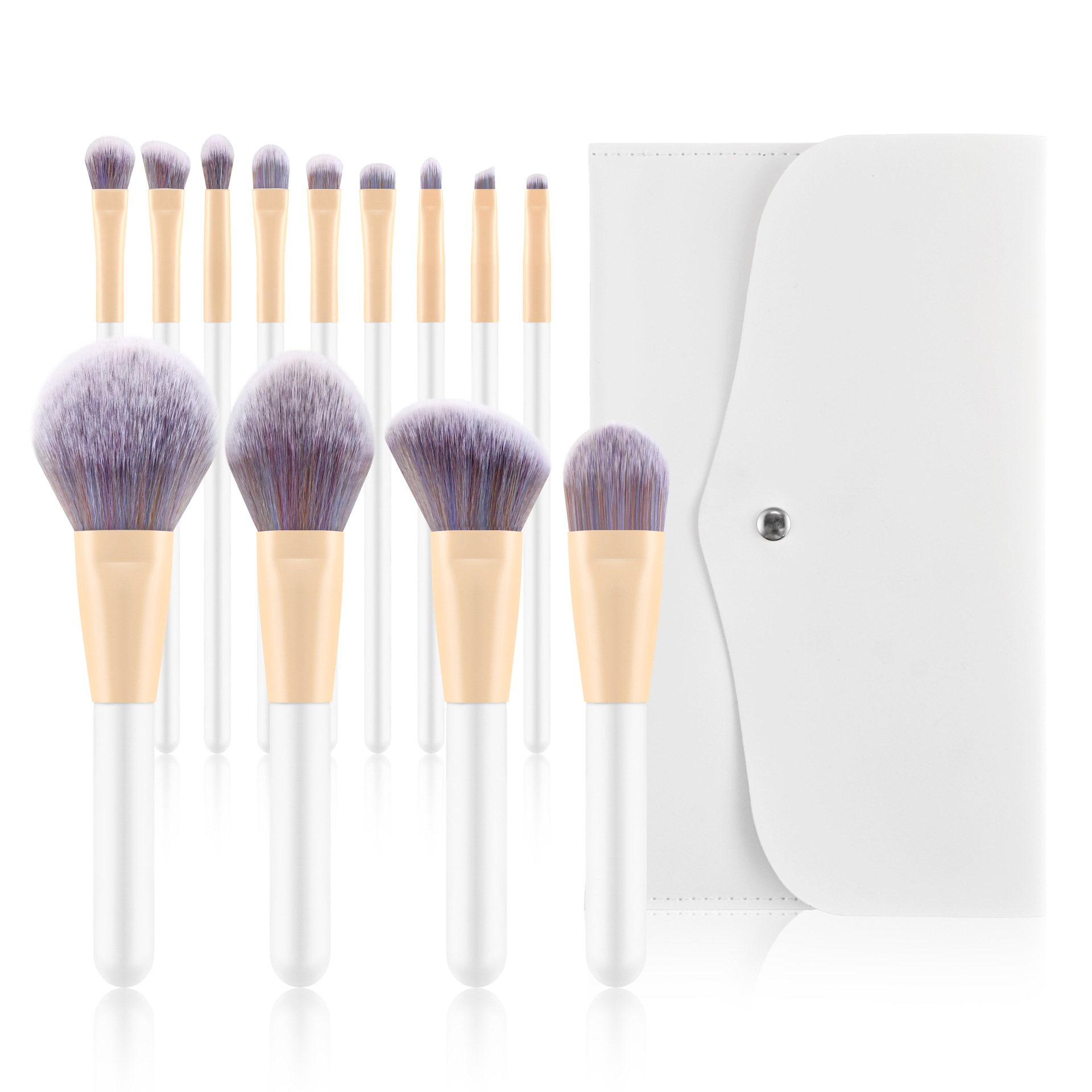 13 white poppy purple hair + white leather bag