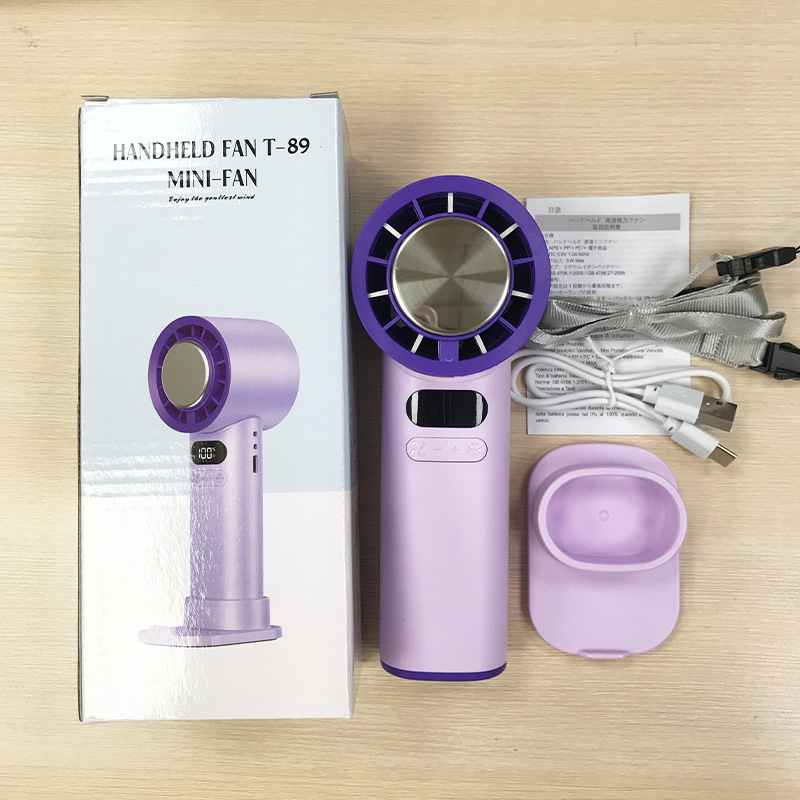 2025 ventilador de mano de hielo de oficina al aire libre portátil USB refrigeración digital de alta velocidad violenta turbina pequeño ventilador