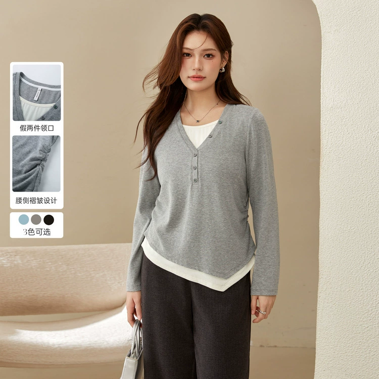 [Конструктор ложный, темпераментная интеллектуальная универсальная футболка] Funny Show большой размер женский толстый mm2025 весенний новый