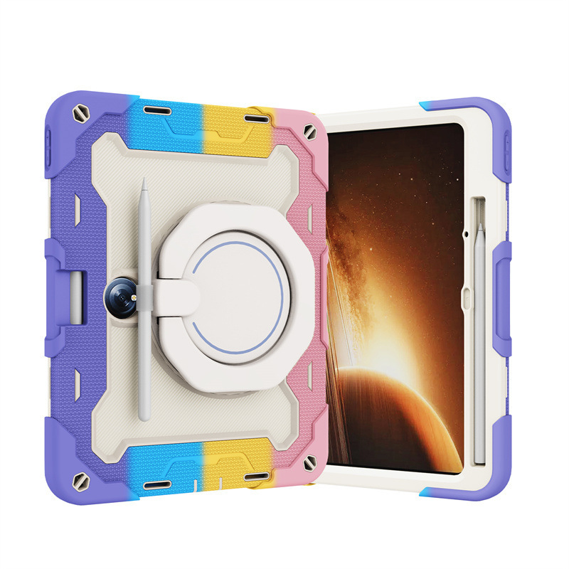 Cross-border applicable OPPO Pad2 2023 colorful silicone PC bracelet portable bracket flat shoulder strap hard case