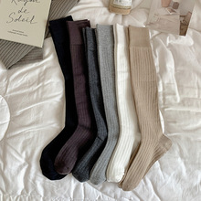 白色jk小腿袜女日系简约纯色竖条纹百搭及膝袜ins秋冬显瘦长筒袜