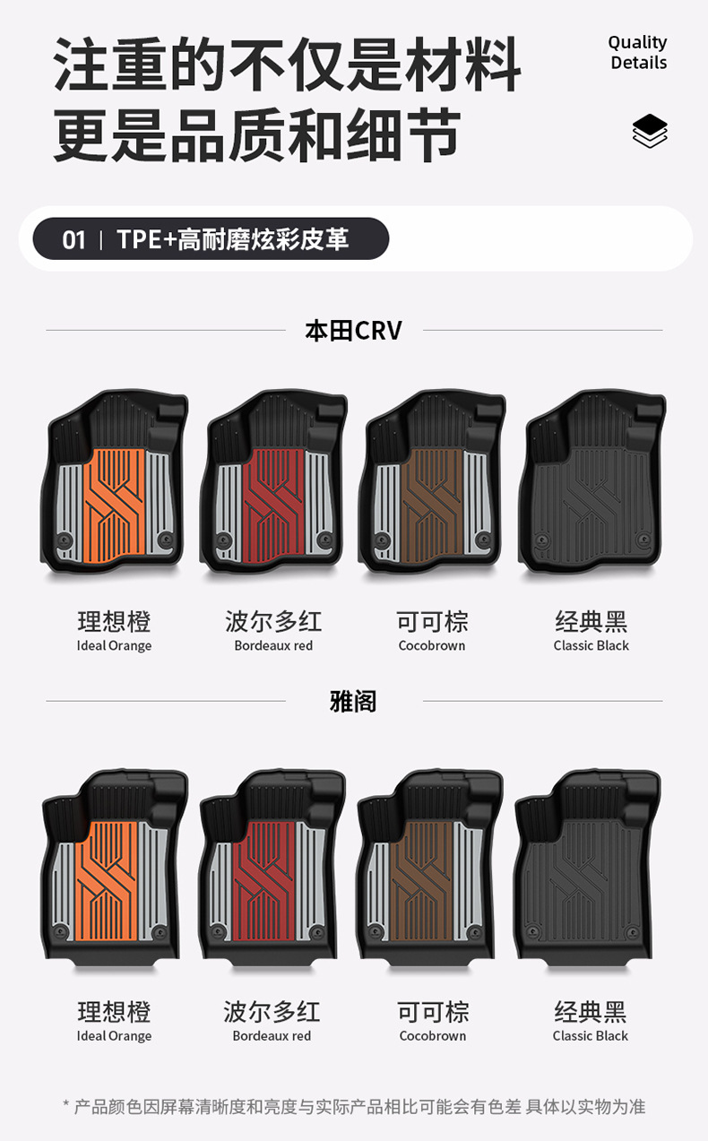 Suitable for Honda Accord, Inspire, Crv, Haoying, Civic, and Other Models, Special Colorful Tpe Car Floor Mats