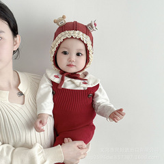 婴幼儿帽子秋冬季保暖针织护耳帽可爱女宝宝小月龄防风毛线帽韩版