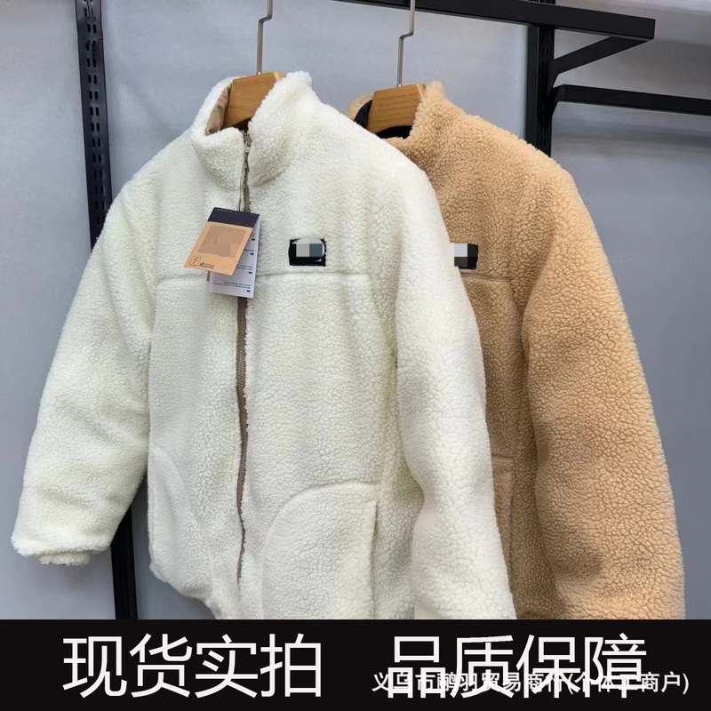 Tnf Reversible Lamb Wool 1996 Cotton Jacket for Men and Women Autumn and Winter Plus Velvet Thickened Loose Warm Reversible Jacket