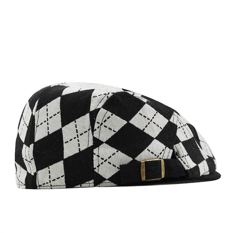 Women's Preppy Style Plaid Embroidery Beret Hat display picture 6