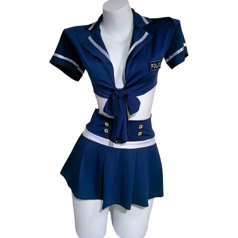 European and American Foreign Trade Sexy Policewoman Professional Uniform Student Sailor Uniform Seductive Role-Playing Lingerie Set
