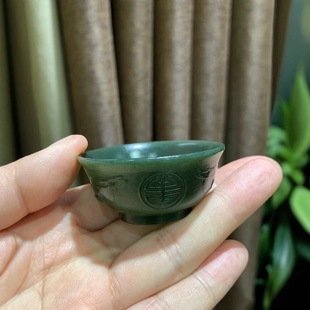 Jin Yu Tang Xinjiang Hetian jade jade jade tea cup jade delicate color fresh and pleasant pure handmade thin tire craft
