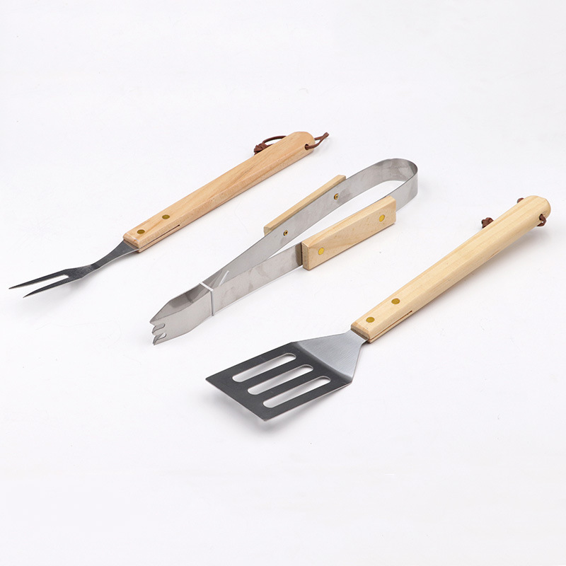 Herramientas de barbacoa de acero inoxidable barbacoa 12 piezas mango de madera parrilla traje al aire libre combinación parrilla Accesorios