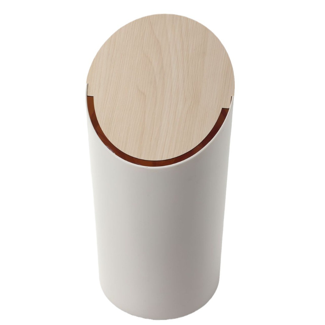 Estilo crema inodoro basura puede rebote automático Flip almacenamiento cubo hogar sala de estar con anillo de presión boca oblicua basura puede