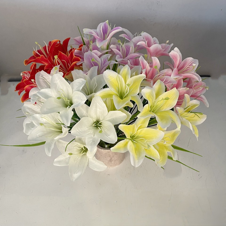 Realistic Single Stem Lily Flower Home Decoration Wedding Bouquet Exclusive Dropshipping Supply