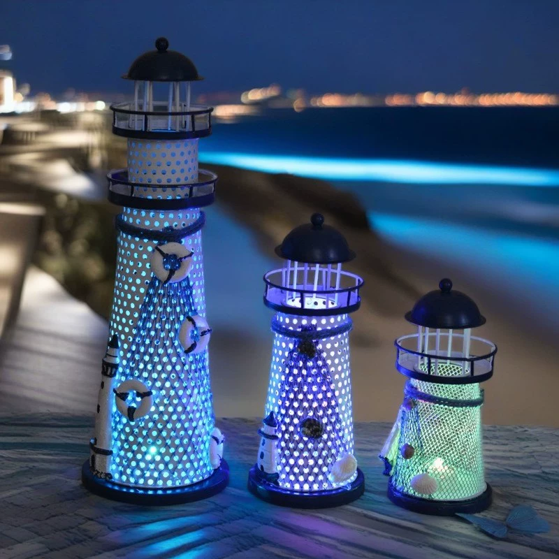 Новый блестящий морской железный маяк в средиземноморском стиле креативный домашний орнат железный ремесленный орнат
