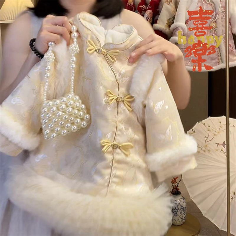 Ropa de Año Nuevo de niñas 2025 nuevo vestido de princesa de estilo chino más vestido de terciopelo grueso vestido de bebé femenino vestido de cheongsam image 4
