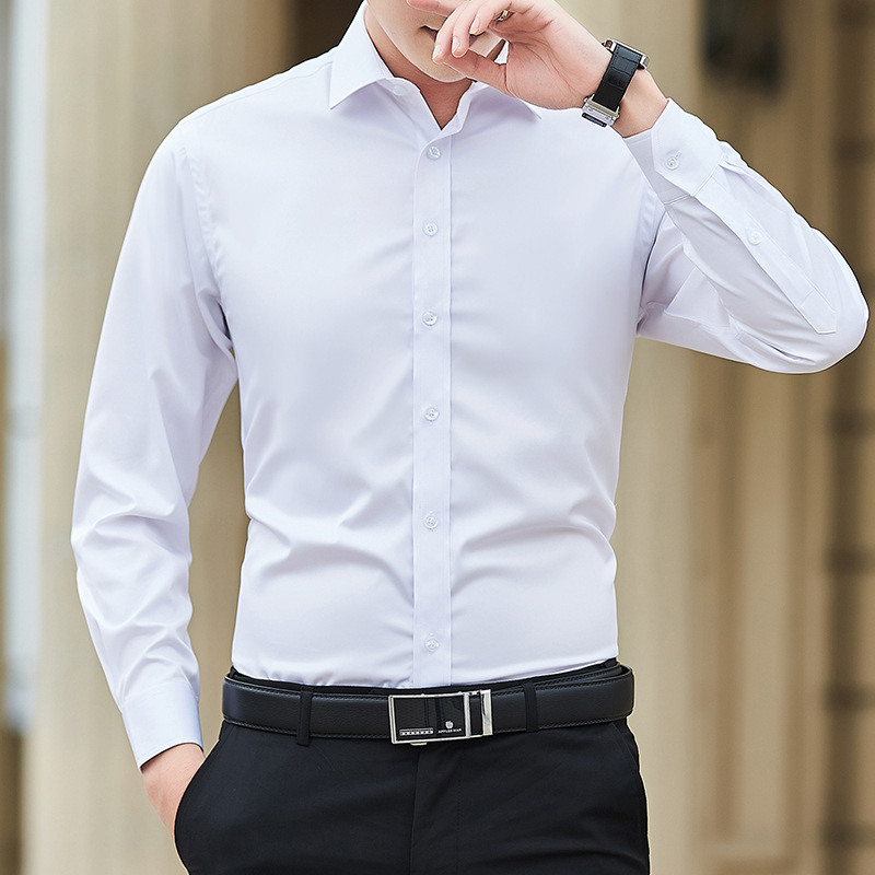 Fashionable Anti-Wrinkle Breathable Solid Color Long-Sleeve Shirt Cross-Border Business Professional Formal Slim-Fit Korean-Style Suit Shirt