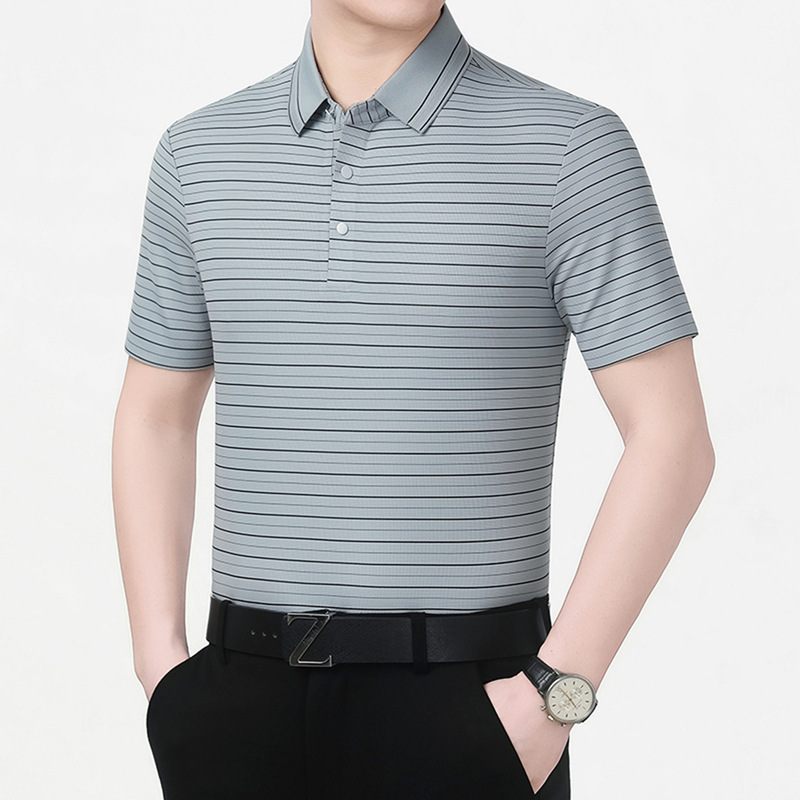 Brand Short-Sleeve T-Shirt for Men, Simple Luxury Fashion Style, Trendy Casual Tee, Classic Striped Versatile Dad Shirt Brand Short-Sleeve T-Shirt for Men, Simple Luxury Fashion Style, Trendy Casual Tee, Classic Striped Versatile Dad Shirt