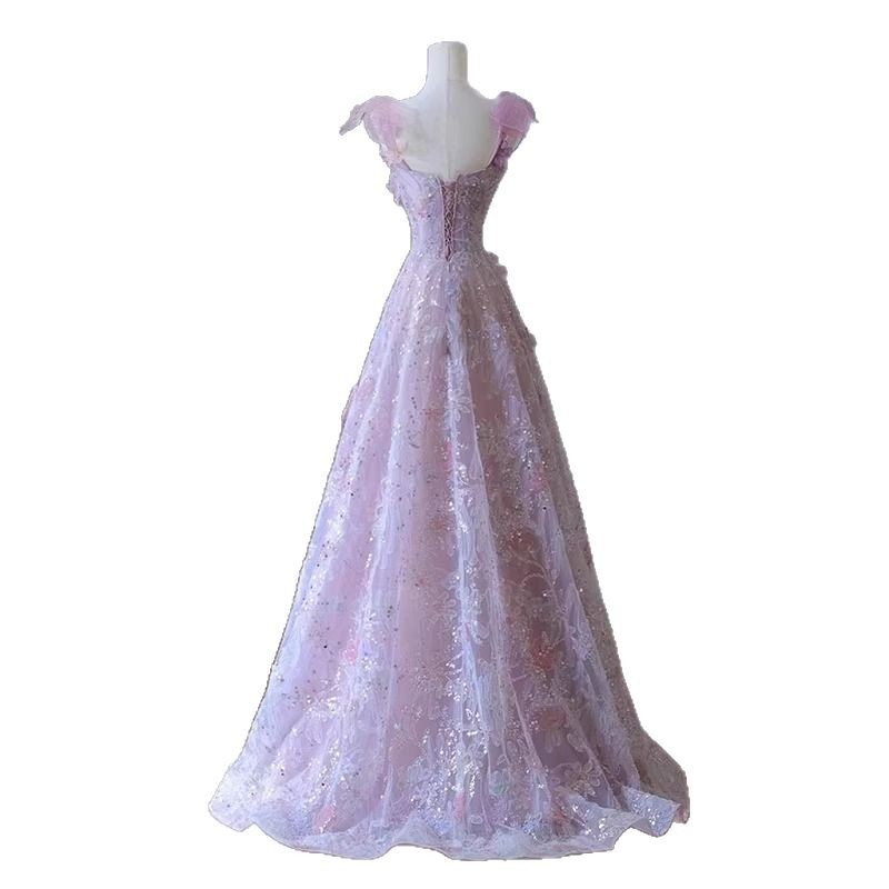 Đầm dạ hội nữ ôm body thiết kế hoa văn cầu kỳ, phong cách tiên nữ, phù hợp dẫn chương trình sinh nhật hoặc nâng ly chúc mừng — Màu như hình