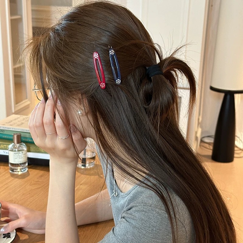 韓国風ダイヤモンドフラワーヘアピン、女性用高級ヘアピン、サイドスモールクリップ、BBクリップ、ヘッドバンド、額前髪クリップ、ヘアアクセサリー|undefined