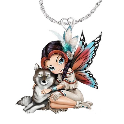 wish 新款3D打印 天使翅膀項鏈卡通項鏈 吊墜項鏈 創意項鏈批發