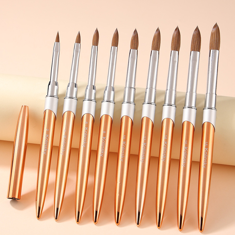 Suministro transfronterizo de cepillo de uñas Kolinsky clavo de cristal pluma de pelo de visón 99.9% cepillo de uñas talla de pluma al por mayor