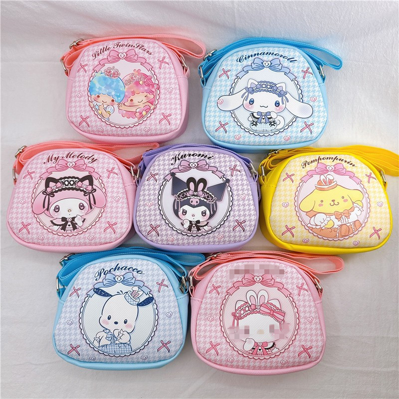 Cartoon Cute Children Crossbody Shoulder Bag Bow Double-sided Printed Small Satchel Kindergarten Student Carry-on Satchel
