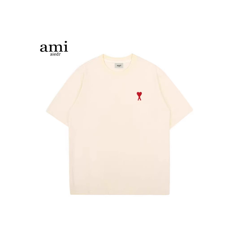 Official Short-Sleeve Men's Loose Trendy Brand Heavyweight T-Shirt with Full Tags, American Casual Style, Heart Embroidery Half-Sleeve Top T-Shirt Official Short-Sleeve Men's Loose Trendy Brand Heavyweight T-Shirt with Full Tags, American Casual Style, Heart Embroidery Half-Sleeve Top T-Shirt