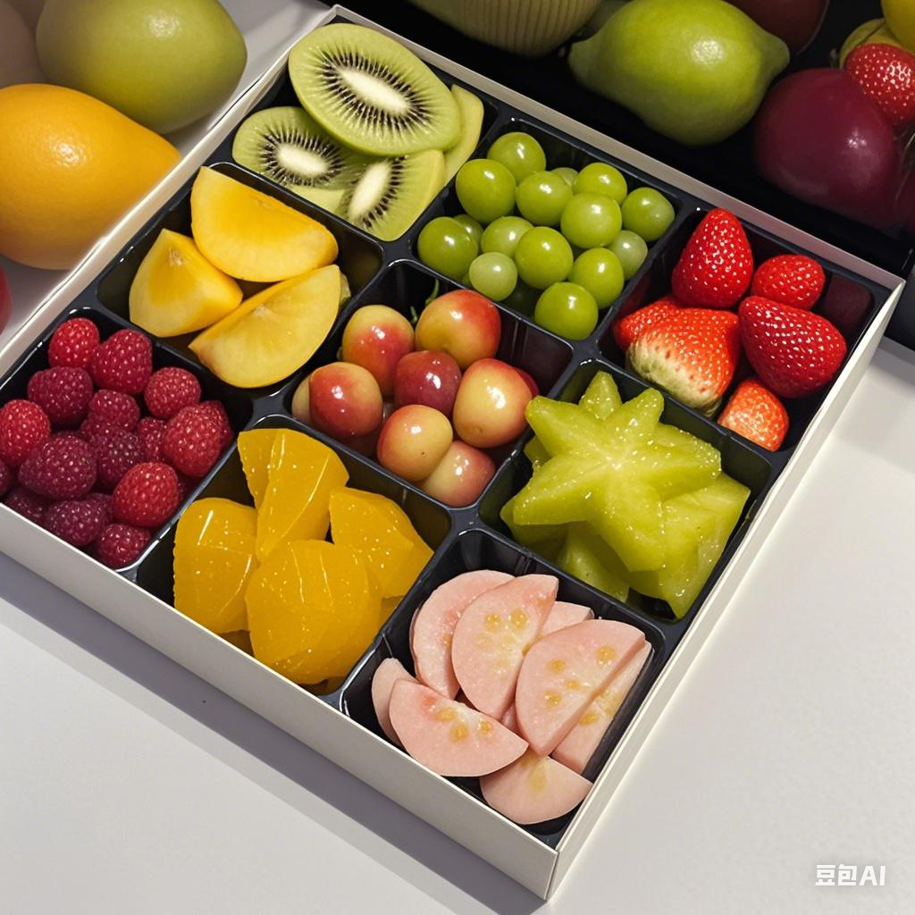 Caja de embalaje de corte de frutas y frutas plegables de una sola caja de plástico de papel antivaho desechable de cuarenta y nueve compartimentación de frutas y verduras con tapa