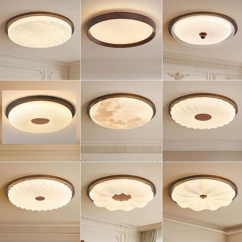 Medieval Style Bedroom Ceiling Lamp American Simple Cream Wabi-Sabi Style New Chinese Style Eye Protection Lamp Study Room Lamp Full Spectrum