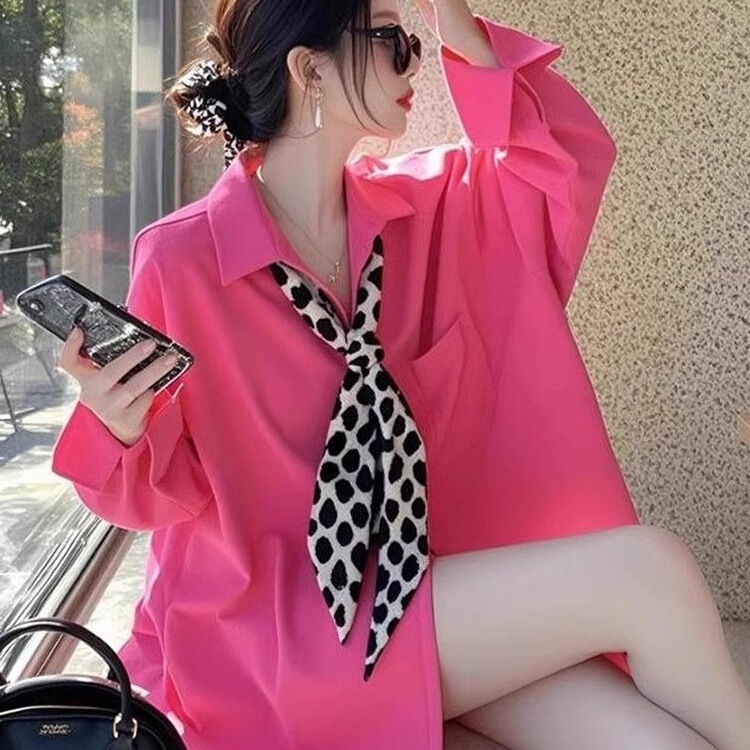 Blue Tie-Dye Loose Shirt Top 2025 Spring New Spring Shirt Style Sun Protection Shirt Women's Clothing Blue Tie-Dye Loose Shirt Top 2025 Spring New Spring Shirt Style Sun Protection Shirt Women's Clothing