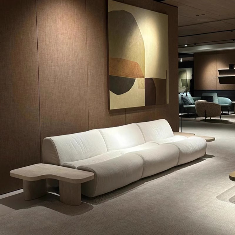 Sofá de bambú minimalista italiano sala de estar tela de viento crema nueva creatividad de gran casa módulo combinado sofá curvo