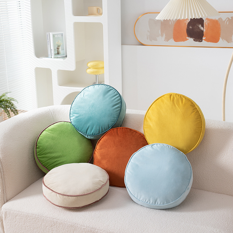 New fresh macaroon color round pillow Nordic simple style soft and comfortable plush pumpkin pad