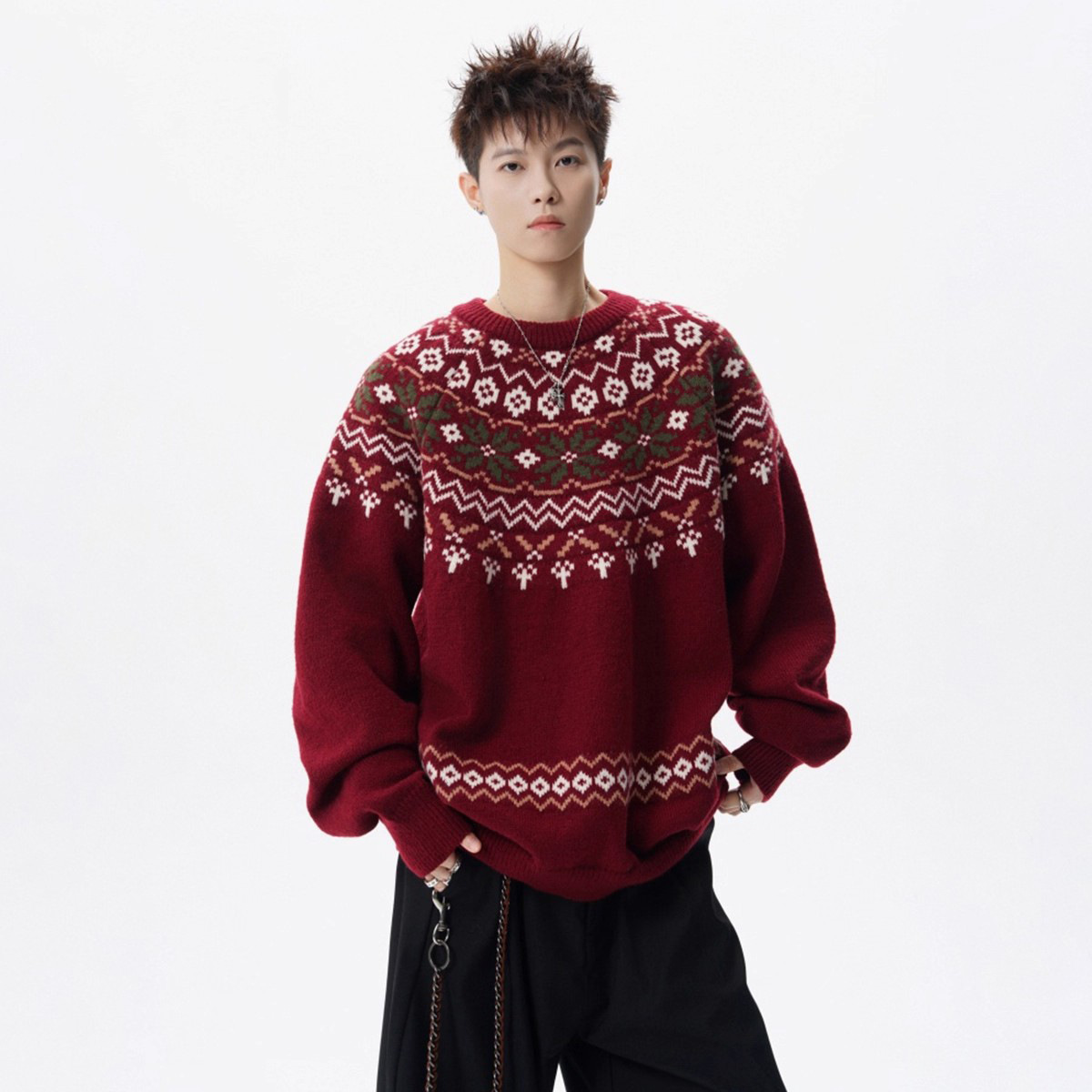 Neuer Jacquard-Weihnachtsstrickpullover, Premium-Herrenpullover für lässige Herbst- und Wintermonate_voghion.com