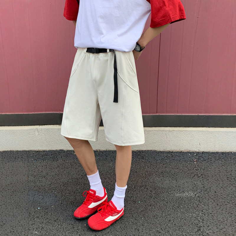 Japanese-Style Workwear Belt Casual Shorts for Men, Summer Loose Straight-Cut Diagonal Five-Point Pants, Trendy Versatile Sports Mid-Length Pants Japanese-Style Workwear Belt Casual Shorts for Men, Summer Loose Straight-Cut Diagonal Five-Point Pants, Trendy Versatile Sports Mid-Length Pants