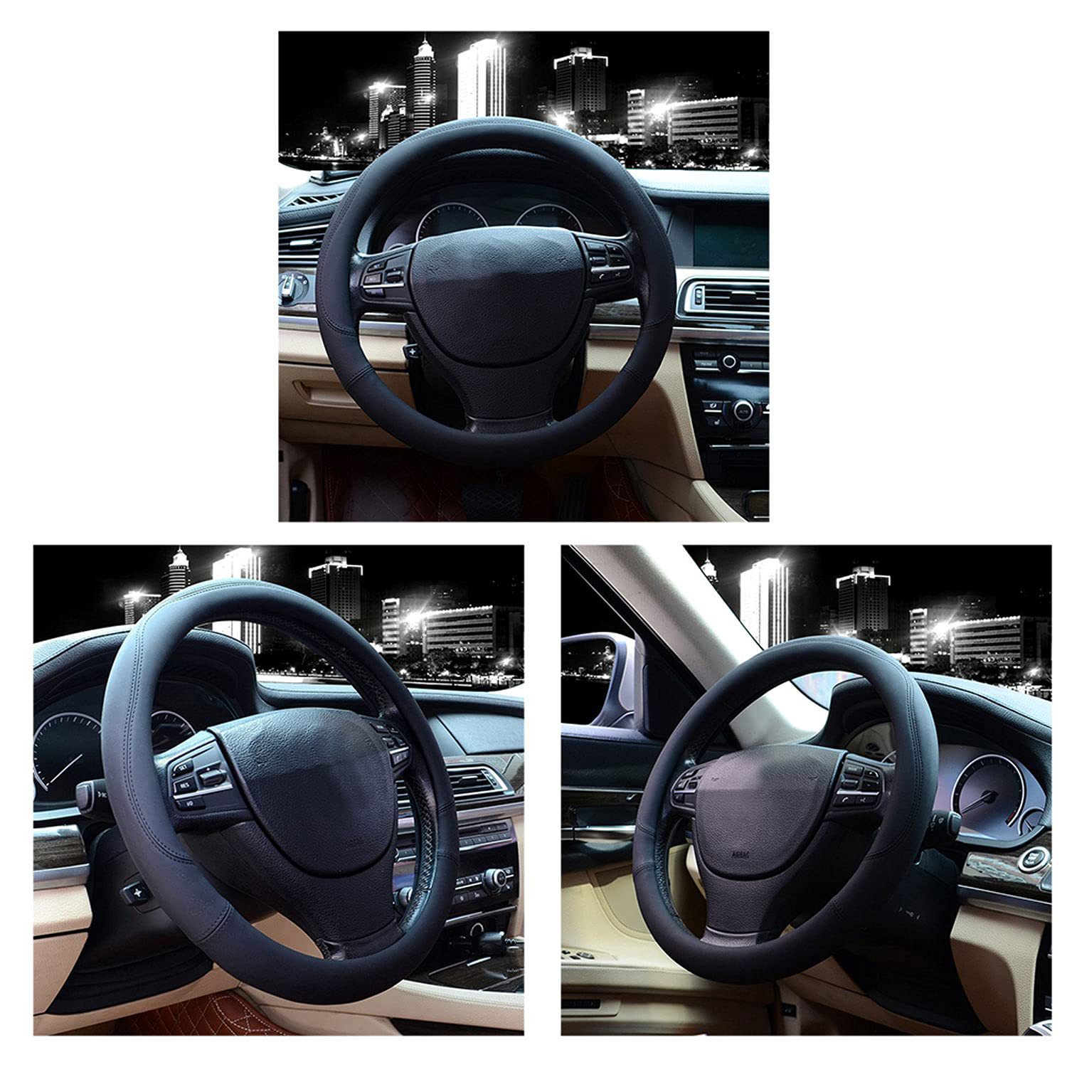 Car steering wheel cover made of ultra-fine microfiber leather, universal handle cover, cross-border version