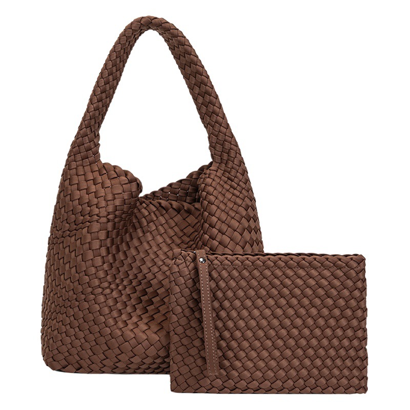 Internet celebrity street shooting handmade woven bag diving material waterproof large capacity shoulder bag all-match child and mother underarm bag wholesale