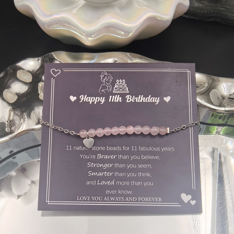 Ladies Birthday Bracelet Girl Birthday Gift Bracelet Candy Color 4mm Natural Beaded Birthday Card Bracelet