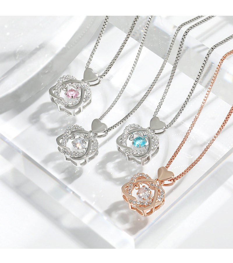 Simple Style Heart Shape Copper Rhinestones Pendant Necklace 1 Piece