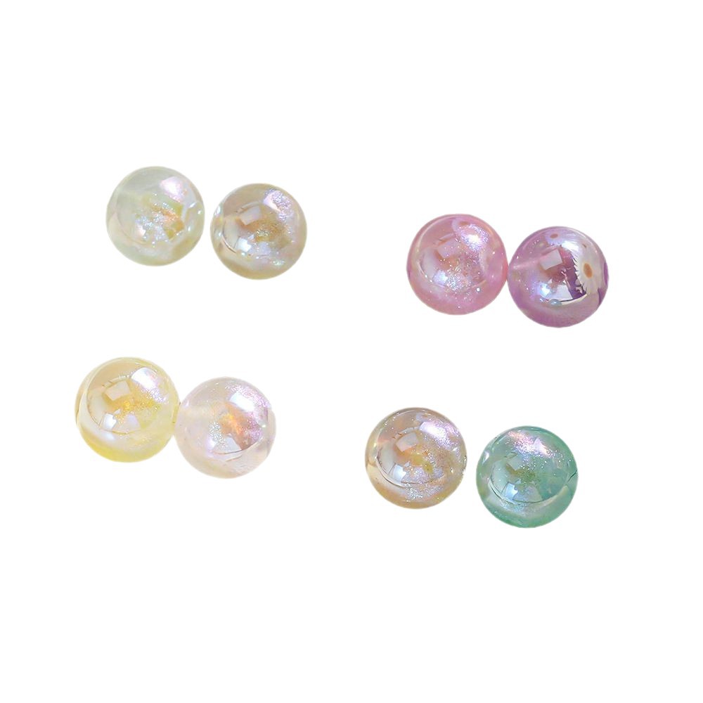 【20-30 piezas】Cuentas redondas luminosas, materiales para accesorios de bricolaje, brillantina fina galvanizada, imitación de perla, pulsera, cadena para teléfono