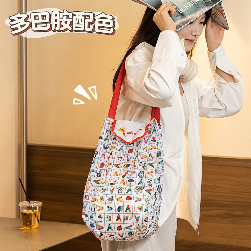可爱卡通猫咪印花大容量可折叠手提环保袋轻便超市购物袋收纳包|undefined