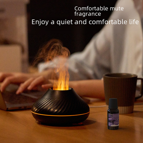 Cross-border new product Colorful Flame Aromatherapy Machine, Home Desktop USB Smart Air Humidifier Simulation Volcano Fragrance Machine