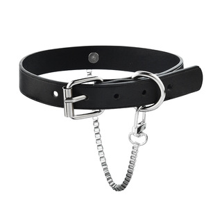Factory direct collar punk box chain collar punk titanium steel chain neck chain rock women's head leather necklace