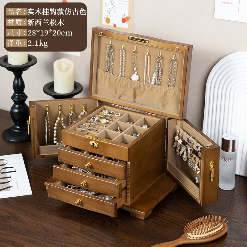 Solid wood hardware hook style—antique color (brown lining)