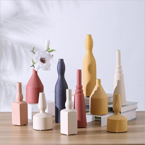 Nordic Creative Morandi Vase Craft Ornament Ceramic Home Living Room Desk Decor Dried Flower Plant Flower Vase