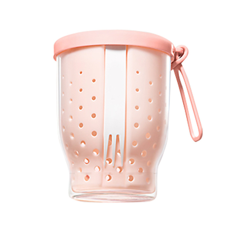 drenaje sellado a prueba de fugas taza de fruta de doble capa con horquilla portátil de gran capacidad fresca ensalada taza de fruta en stock al por mayor